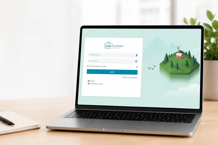 Job Journey login screen on a laptop